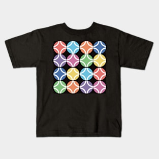 Rainbow/White Circles Kids T-Shirt